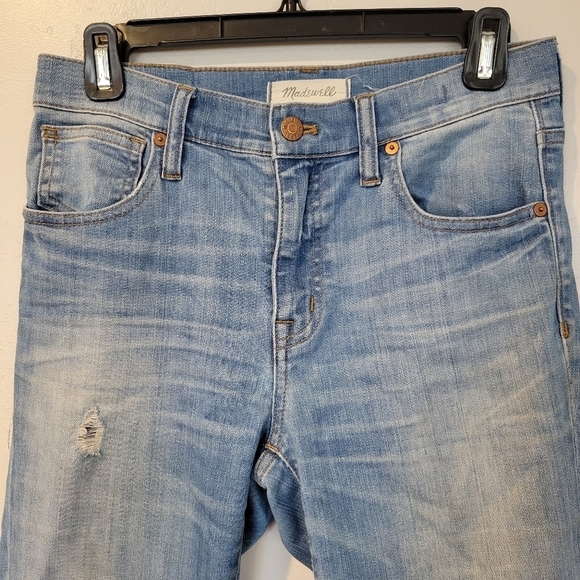 Madewell 9" High Riser Skinny Skinny Jeans 27 Light Wash Distressed Denim - Picture 2 of 8